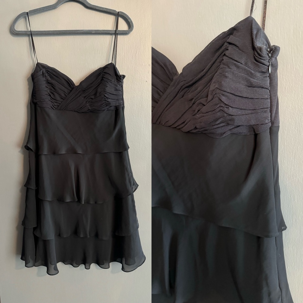 Strapless Black Tiered Ruffle Mini Dress